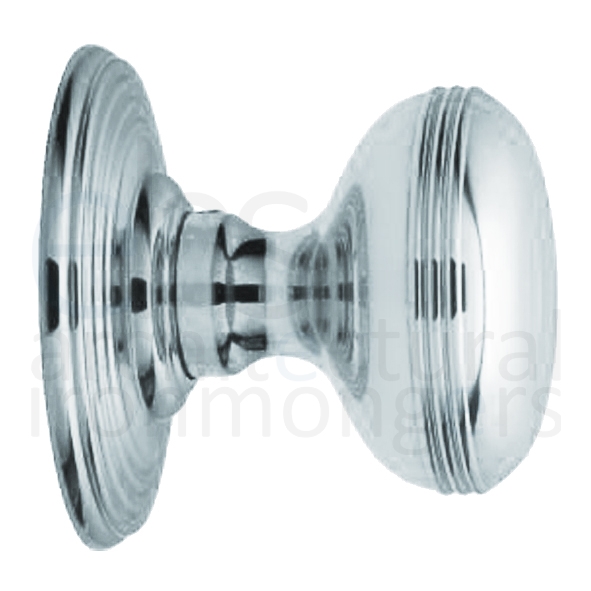 DK39CCP • Polished Chrome • Delamain Ringed Mortice Knobs On Concealed Fix Round Roses