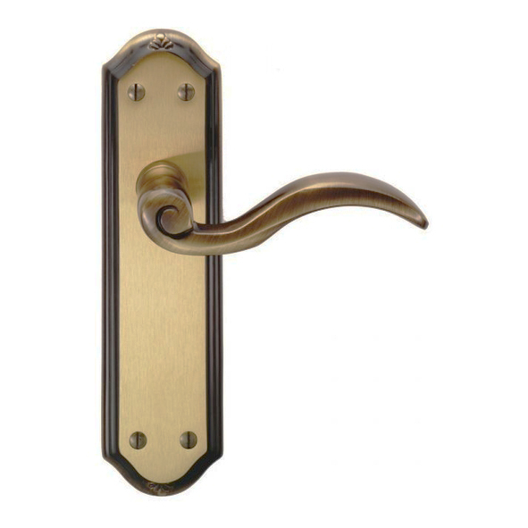 DL341FB  Long Plate Latch  Florentine Bronze  Carlisle Brass Wentworth Levers On Short Backplates