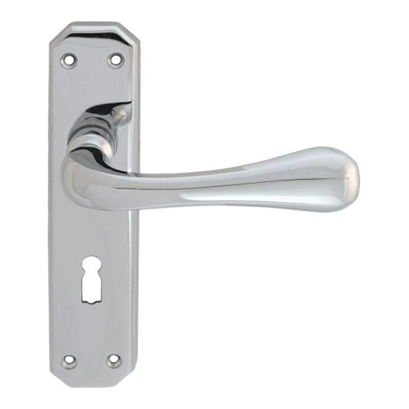 DL410CP • Standard Lock [57mm] • Polished Chrome • Carlisle Brass Eden Levers On Backplates