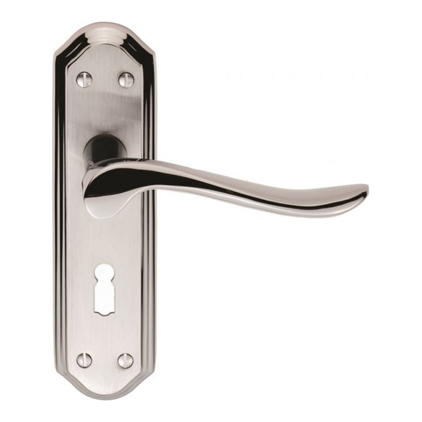 DL450SCCP  Standard Lock [57mm]  Satin / Pol Chrome  Carlisle Brass Lytham Levers On Short Backplates