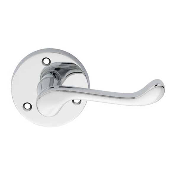 DL56CP • Polished Chrome • Carlisle Brass Victorian Scroll Levers On Traditional Round Roses