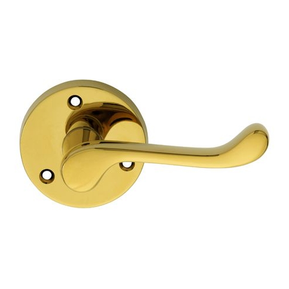 DL56 • Polished Brass • Carlisle Brass Victorian Scroll Levers On Traditional Round Roses