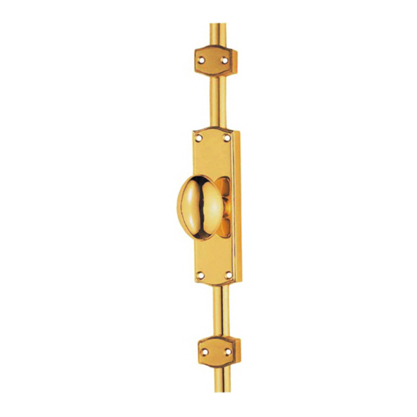 ES34 • Polished Brass • Carlisle Brass Surface Espagnolette With Small Knob Handle