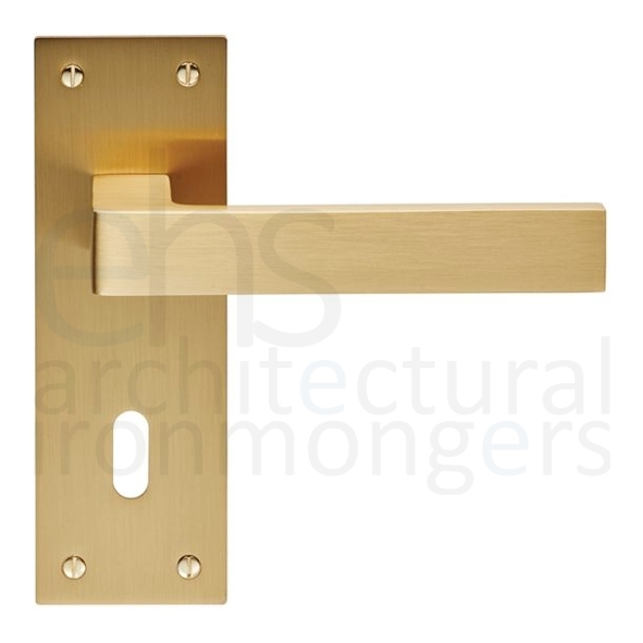 EUL011SB • Standard Lock [57mm] • Satin Brass • Carlisle Brass Finishes Sasso Levers On Backplates