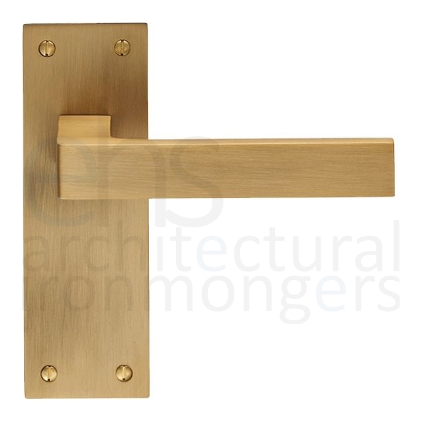 EUL012AB • Long Plate Latch • Antique Brass • Carlisle Brass Finishes Sasso Levers On Backplates