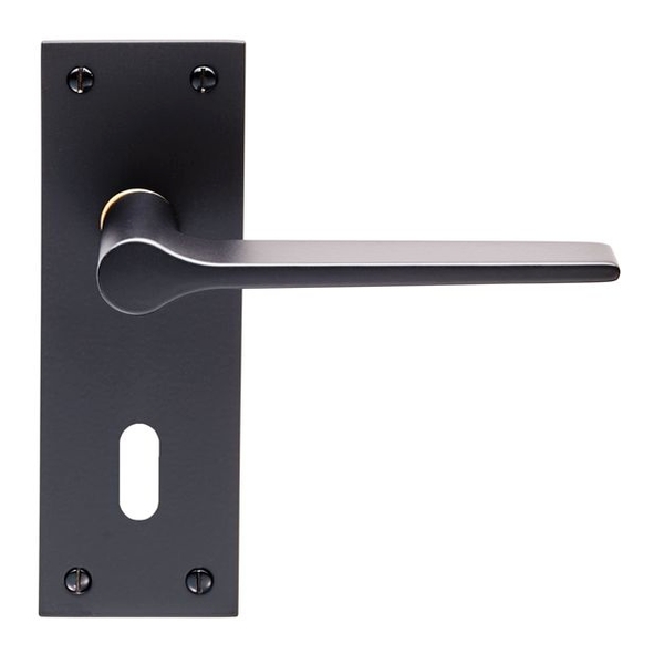 EUL021MB • Standard Lock [57mm] • Matt Black • Carlisle Brass Finishes Velino Levers On Backplates