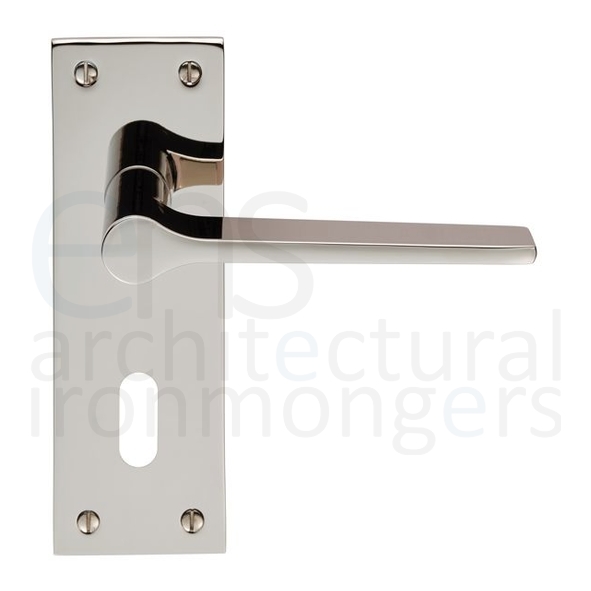 EUL021PN • Standard Lock [57mm] • Polished Nickel • Carlisle Brass Finishes Velino Levers On Backplates