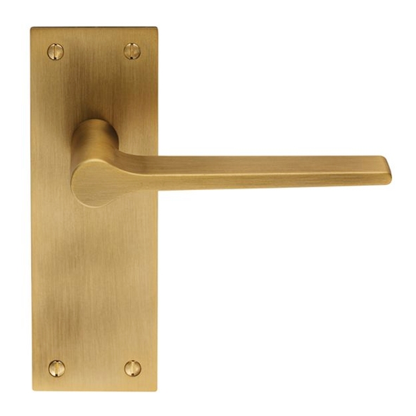 EUL022AB • Long Plate Latch • Antique Brass • Carlisle Brass Finishes Velino Levers On Backplates