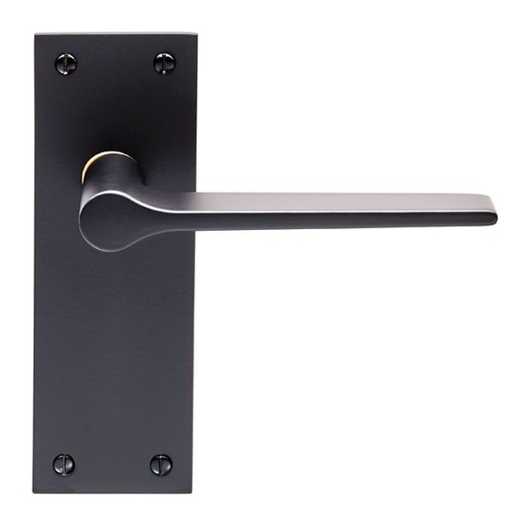 EUL022MB  Long Plate Latch  Matt Black  Carlisle Brass Finishes Velino Levers On Backplates