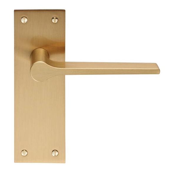 EUL022SB  Long Plate Latch  Satin Brass  Carlisle Brass Finishes Velino Levers On Backplates