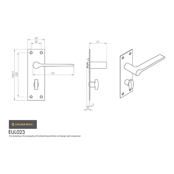 EUL023SB • Bathroom [57mm] • Satin Brass • Carlisle Brass Finishes Velino Levers On Backplates