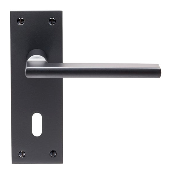 EUL031MB  Standard Lock [57mm]  Matt Black  Carlisle Brass Finishes Trentino Levers On Backplates