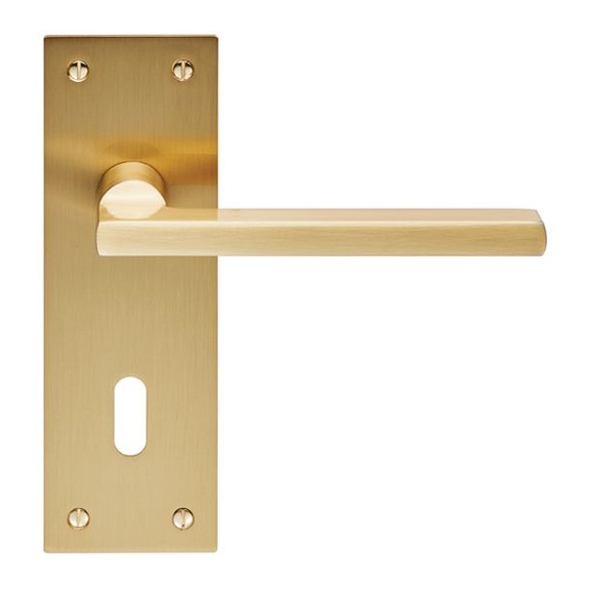 EUL031SB • Standard Lock [57mm] • Satin Brass • Carlisle Brass Finishes Trentino Levers On Backplates