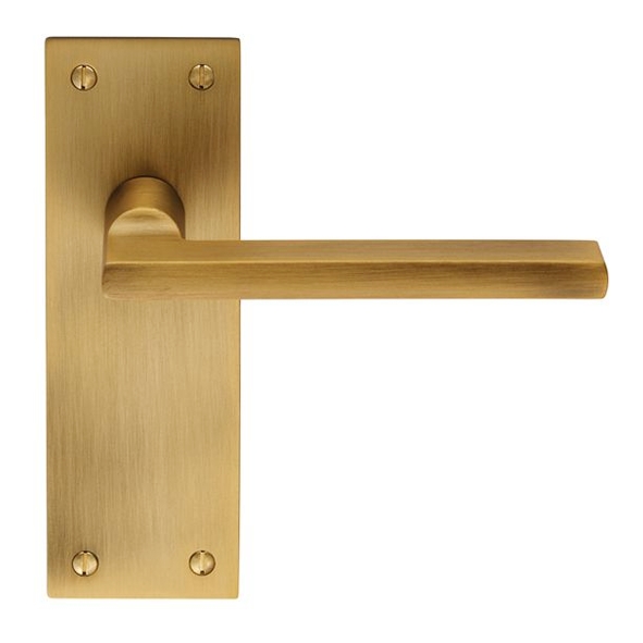 EUL032AB • Long Plate Latch • Antique Brass • Carlisle Brass Finishes Trentino Levers On Backplates