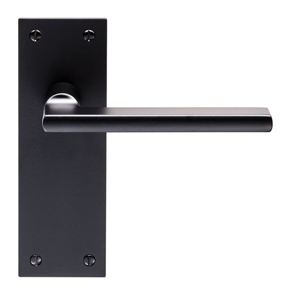 EUL032MB  Long Plate Latch  Matt Black  Carlisle Brass Finishes Trentino Levers On Backplates