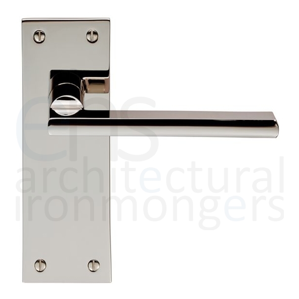 EUL032PN • Long Plate Latch • Polished Nickel • Carlisle Brass Finishes Trentino Levers On Backplates