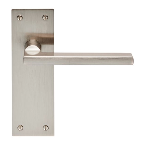 EUL032SN • Long Plate Latch • Satin Nickel • Carlisle Brass Finishes Trentino Levers On Backplates