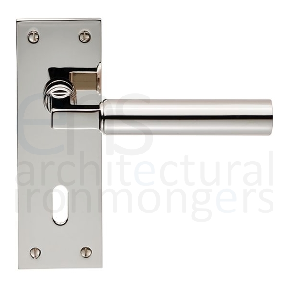 EUL041PN • Standard Lock [57mm] • Polished Nickel • Carlisle Brass Finishes Amiata Levers On Backplates