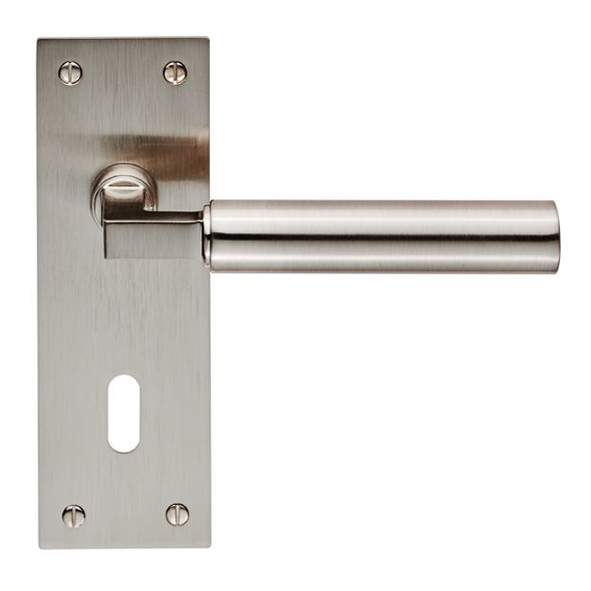 EUL041SN • Standard Lock [57mm] • Satin Nickel • Carlisle Brass Finishes Amiata Levers On Backplates