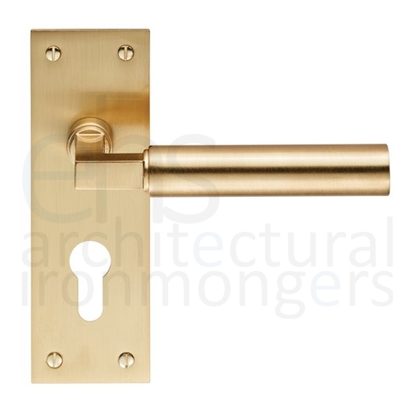 EUL041YSB • Euro Cylinder [47.5mm] • Satin Brass • Carlisle Brass Finishes Amiata Levers On Backplates