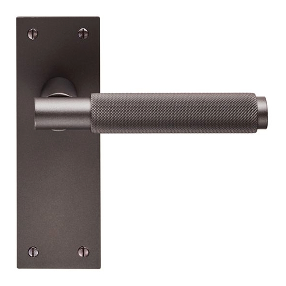 EUL052MBRZ • Long Plate Latch • Matt Bronze • Carlisle Brass Finishes Varese Levers On Backplates