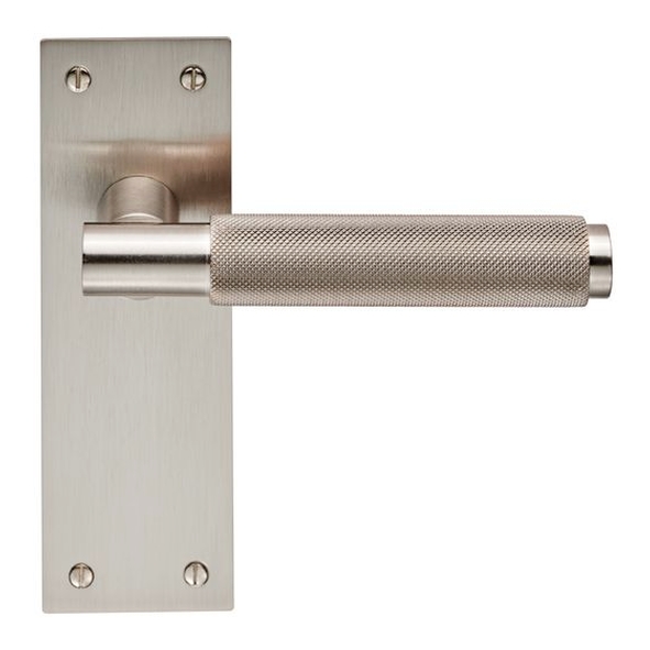 EUL052SN • Long Plate Latch • Satin Nickel • Carlisle Brass Finishes Varese Levers On Backplates