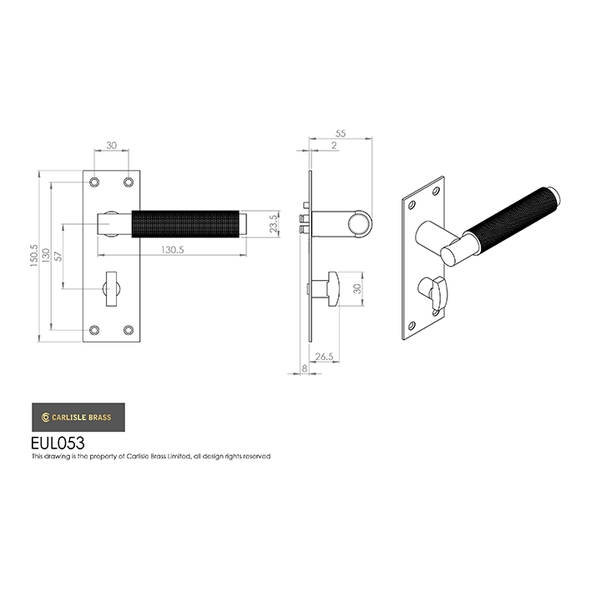 EUL053SN • Bathroom [57mm] • Satin Nickel • Carlisle Brass Finishes Varese Levers On Backplates