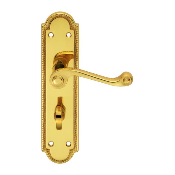 FG27WC  Bathroom [57mm]  Polished Brass  Carlisle Brass Georgian Shaped Levers On Backplates