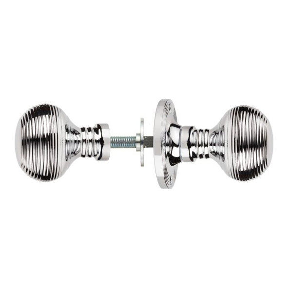 M1001RCP • Polished Chrome • Queen Anne M-Series Rim Knobs On Round Roses