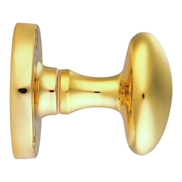 M34 • Polished Brass • Carlisle Brass Oval M-Series Mortice Knobs On Round Roses