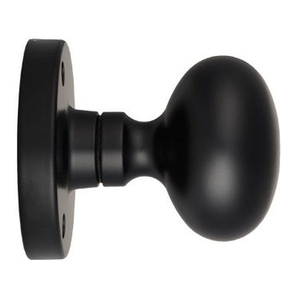 M35MB  Matt Black  Carlisle Brass Mushroom M-Series Mortice Knobs On Round Roses