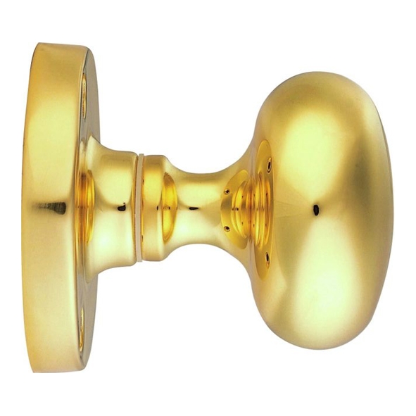 M35 • Polished Brass • Carlisle Brass Mushroom M-Series Mortice Knobs On Round Roses