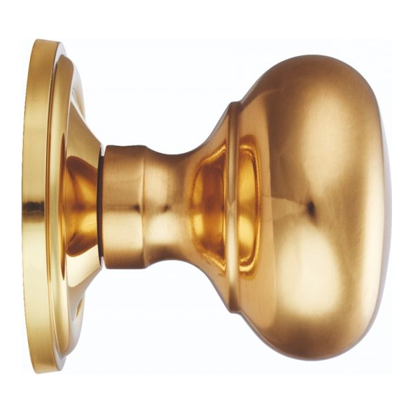 M35C • Polished Brass • Carlisle Brass Mushroom M-Series Mortice Knob On Concealed Fix Round Rose