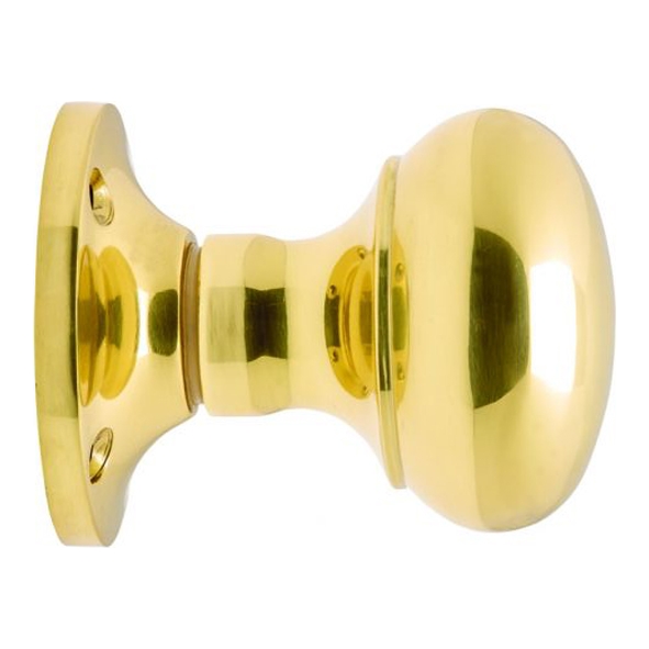 M35US • Polished Brass • Carlisle Brass Small Mushroom U-Series Mortice Knobs On Round Roses