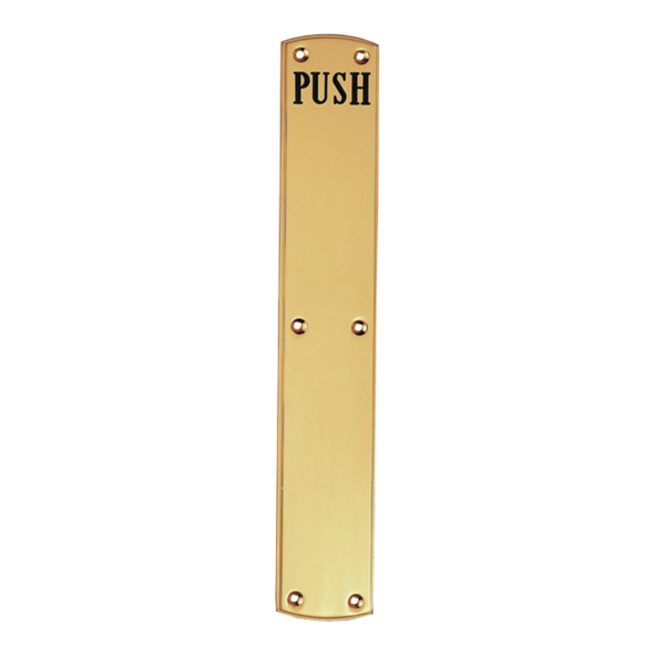 PF105E • 457 x 76mm • Polished Brass • Carlisle Brass Large Engraved Finger Plate