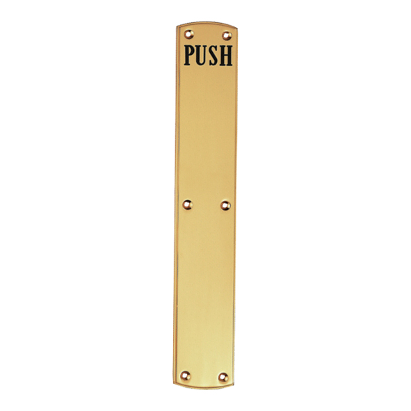 PF105E  457 x 76mm  Polished Brass  Carlisle Brass Large Engraved Finger Plate