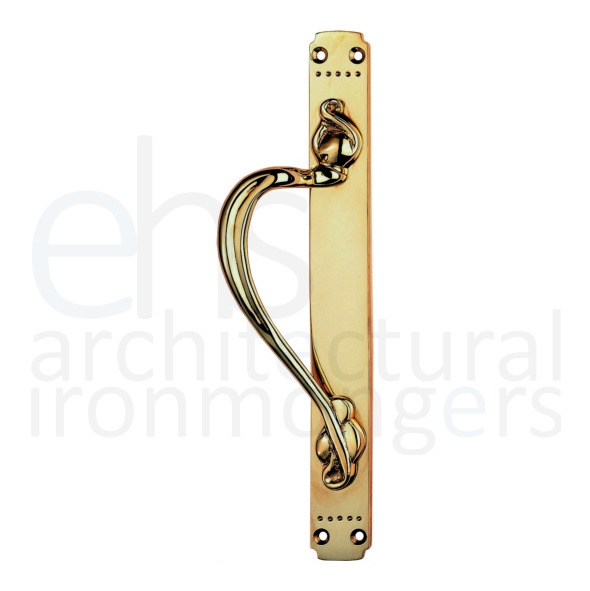 PF109AL • 375 x 45mm • Left Hand • Polished Brass • Carlisle Brass Laurin Pull Handle On Backplate