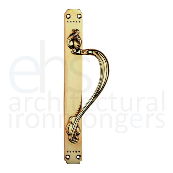 PF109AR • 375 x 45mm • Right Hand • Polished Brass • Carlisle Brass Laurin Pull Handle On Backplate