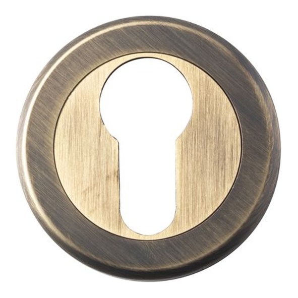 SZM001AB • Antique Brass • Serozzetta Round Euro Cylinder Escutcheon