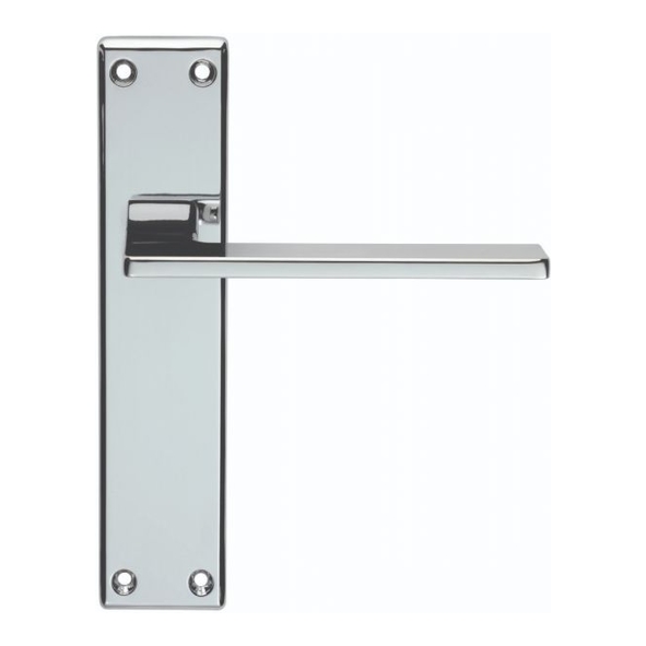 SZM035CP • Long Plate Latch • Polished Chrome • Serozzetta Zone Levers On Backplates