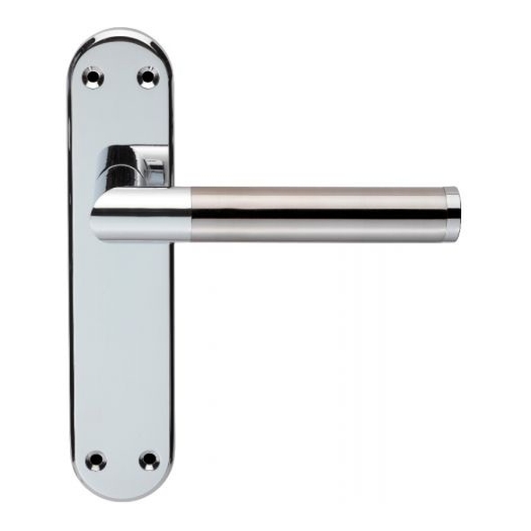 SZM045CPSN • Long Plate Latch • Pol Chrome / Sat Nickel • Scope Levers On Backplates