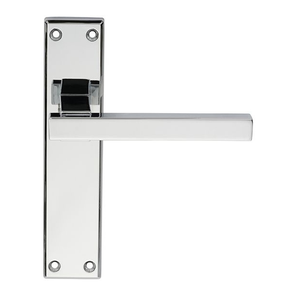 SZM242CP • Long Plate Latch • Polished Chrome • Serozzetta Stratus Levers On Backplates