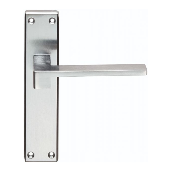 SZM372SC • Long Plate Latch • Satin Chrome • Serozzetta Equi Levers On Backplates