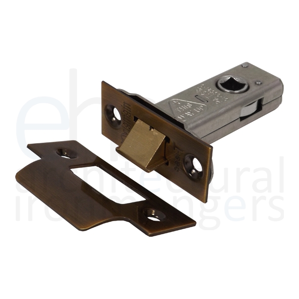 DL5025FB  065mm [044mm]  Florentine Bronze  Superior Tubular Latch With Square Forend & Striker