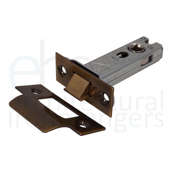 DL5030FB  076mm [057mm]  Florentine Bronze  Superior Tubular Latch With Square Forend & Striker