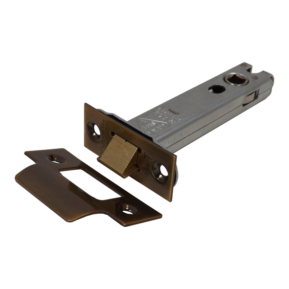 DL5040FB • 102mm [083mm] • Florentine Bronze • Superior Tubular Latch With Square Forend & Striker