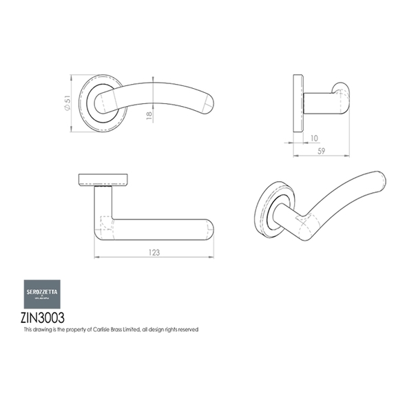 ZIN3003SC • Satin Chrome • Serozzetta Noxia Levers On Round Roses