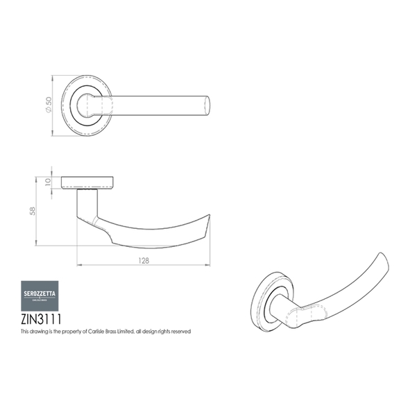 ZIN3111SC • Satin Chrome • Serozzetta Nelson Levers On Round Roses