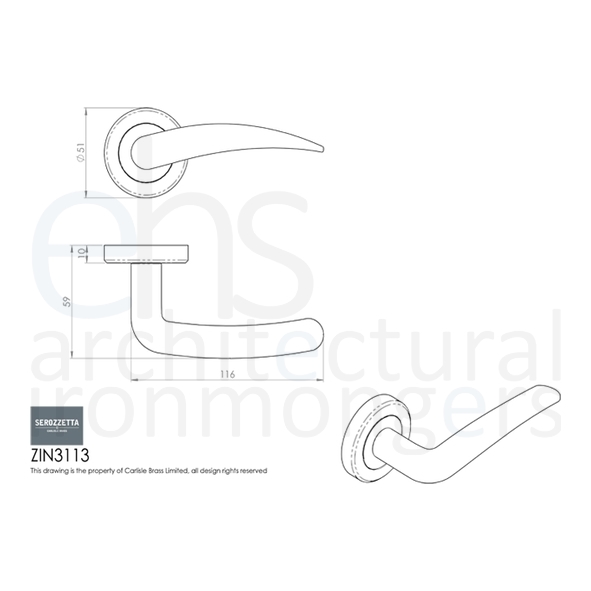 ZIN3113PC • Polished Chrome • Serozzetta Tempest Levers On Round Roses