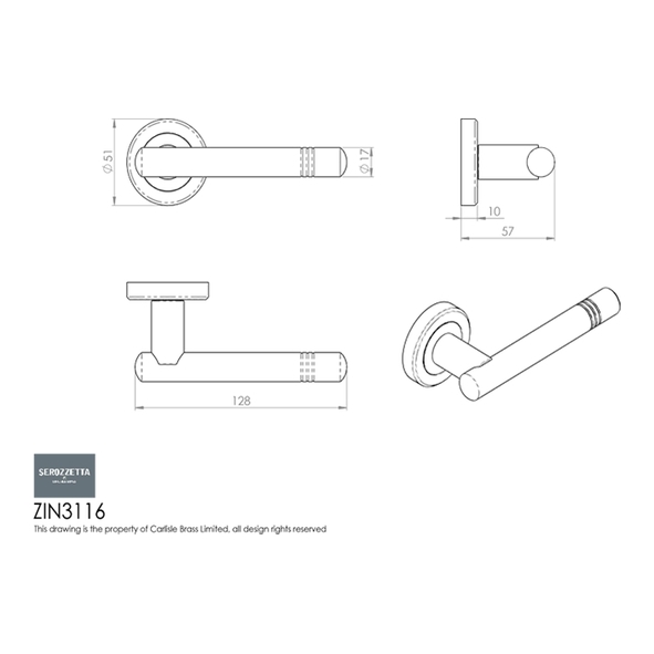 ZIN3116SC • Satin Chrome • Serozzetta Atalaya Levers On Round Roses